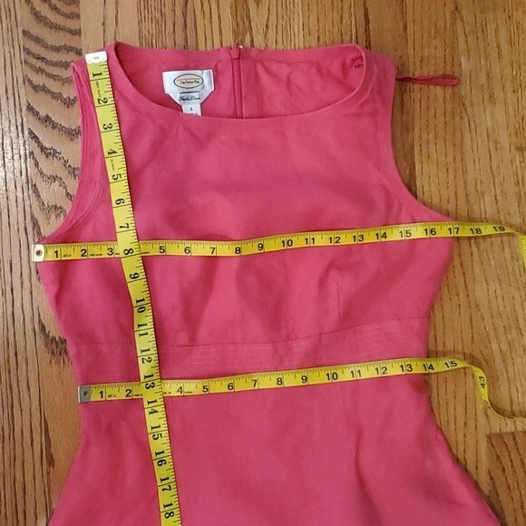 TALBOTS CLASSIC SLEEVELESS FIT & FLARE DRESS PINK CORAL 100% IRISH LINEN CAREER - Picture 8 of 9